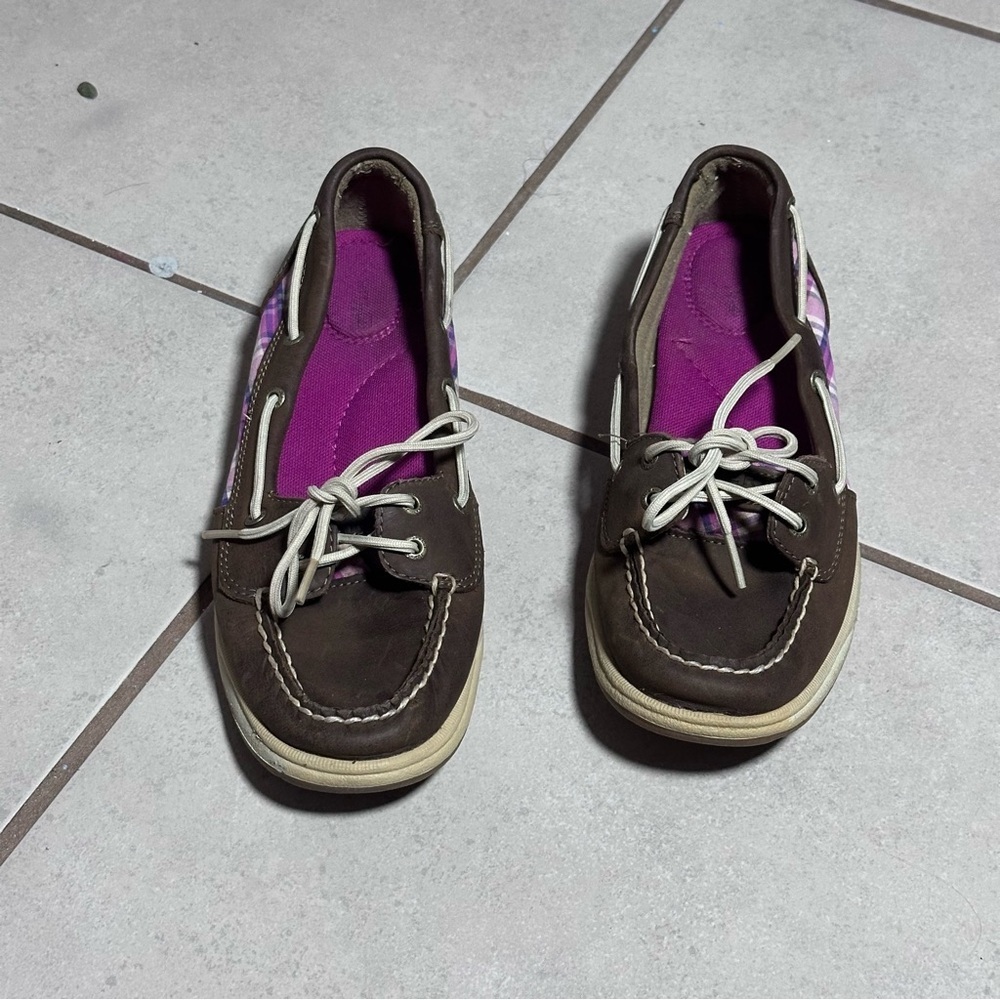 Sperry Top Sider Women Plaid‎ Angelfish Boat Shoe Brown Size 8.5.
